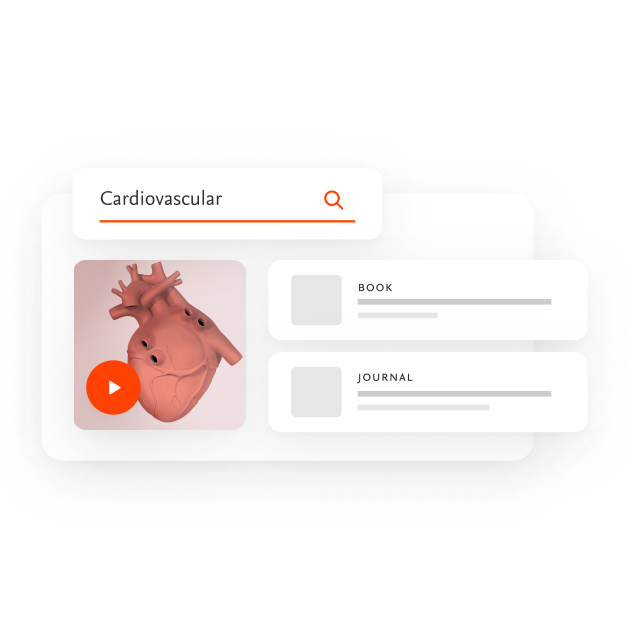 具有心脏视频、书籍和期刊功能的心血管搜索栏