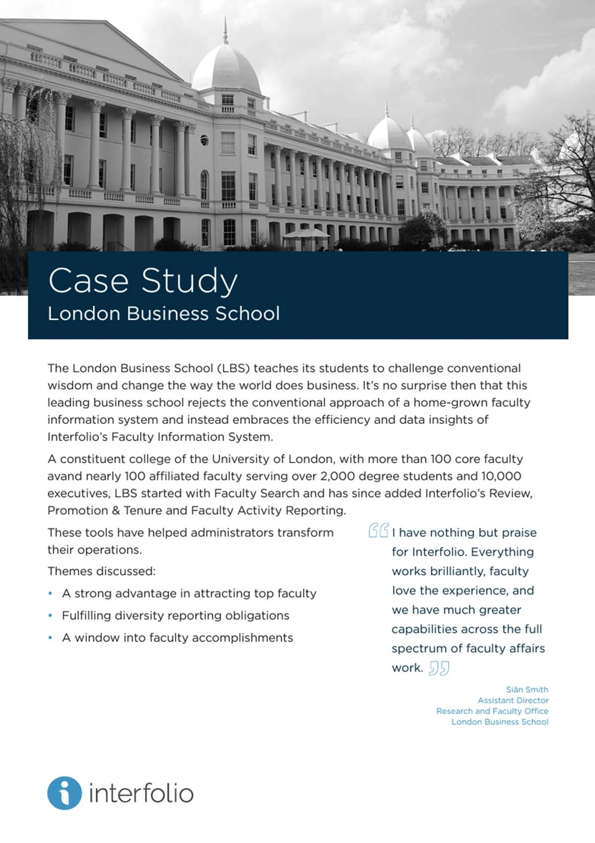 Cover of Interfolio case study: London Business School