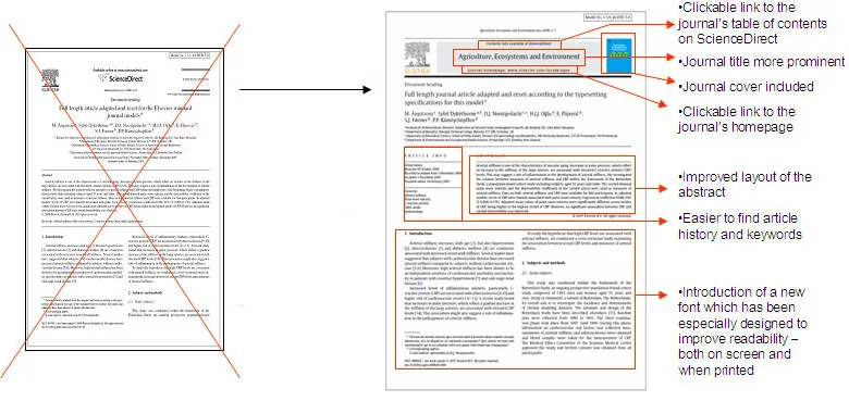 New article layout for a double-column typeset model