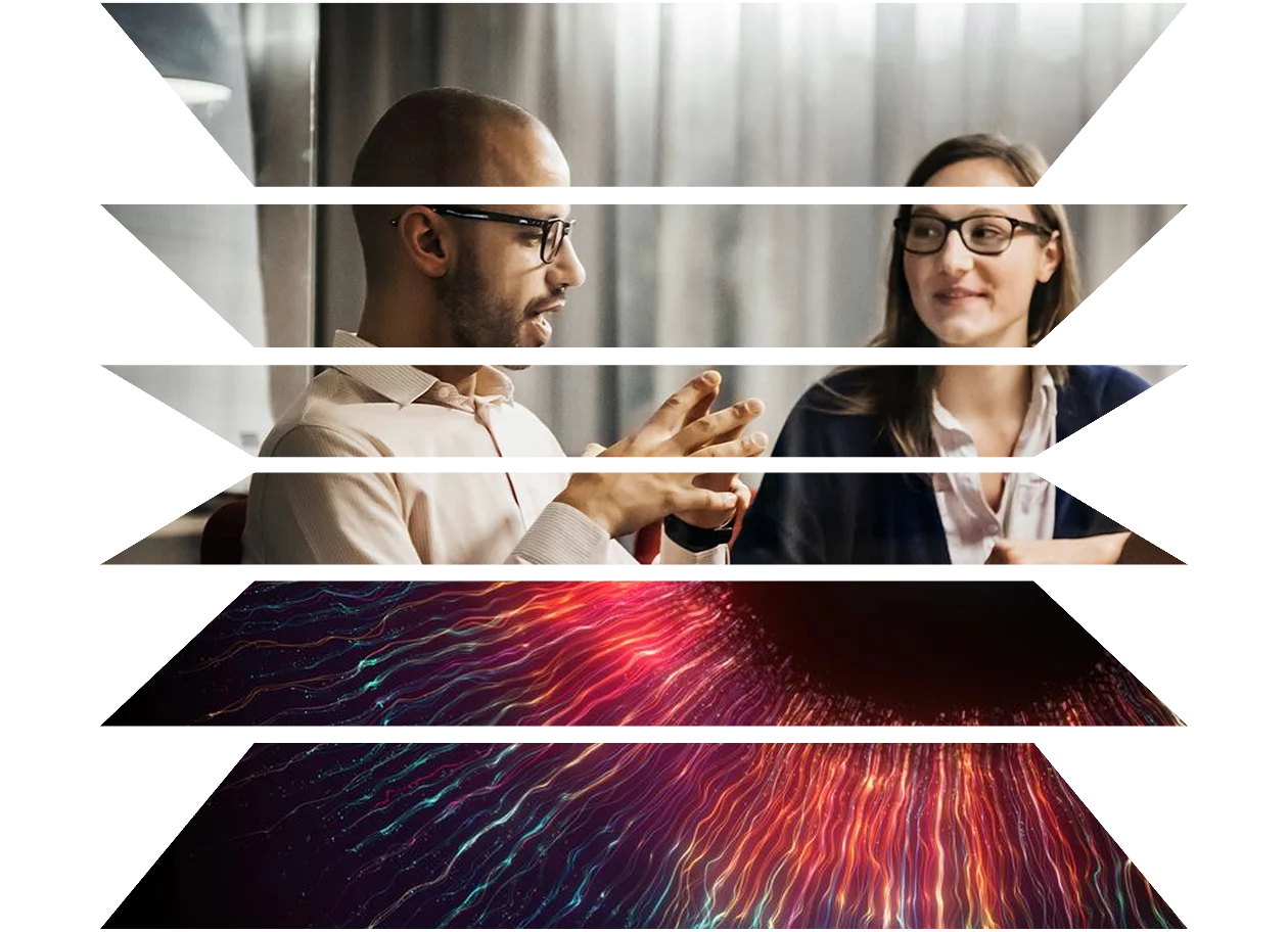 Two colleagues having a meeting in the office