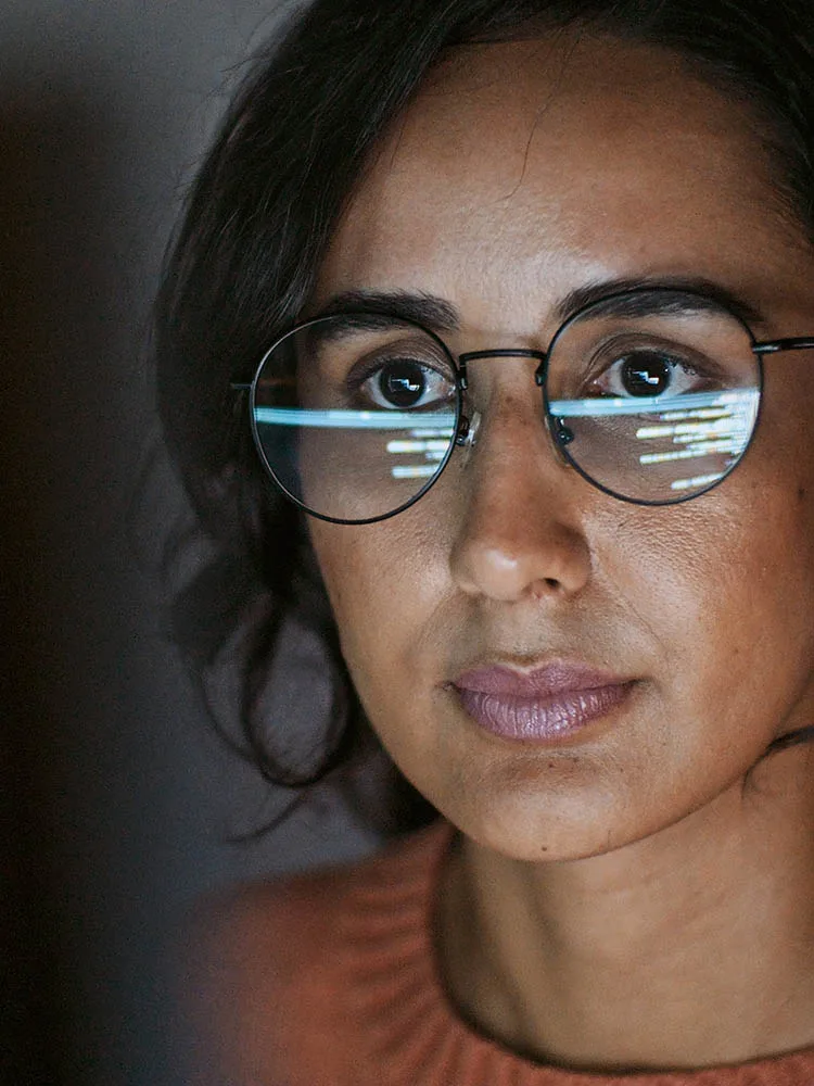 Female engineer with glasses