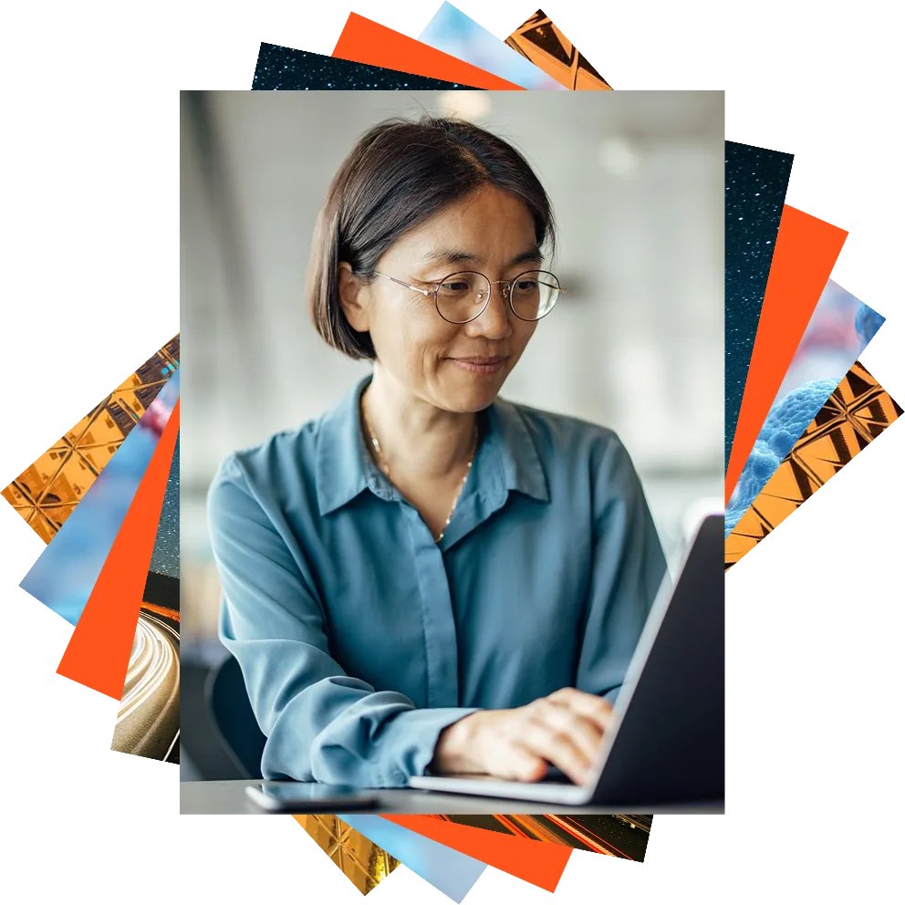 Woman with glasses standing next to window