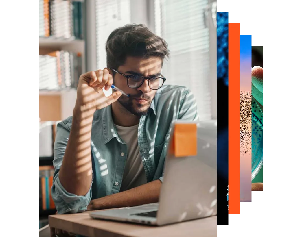 Thoughtful man looking at laptop