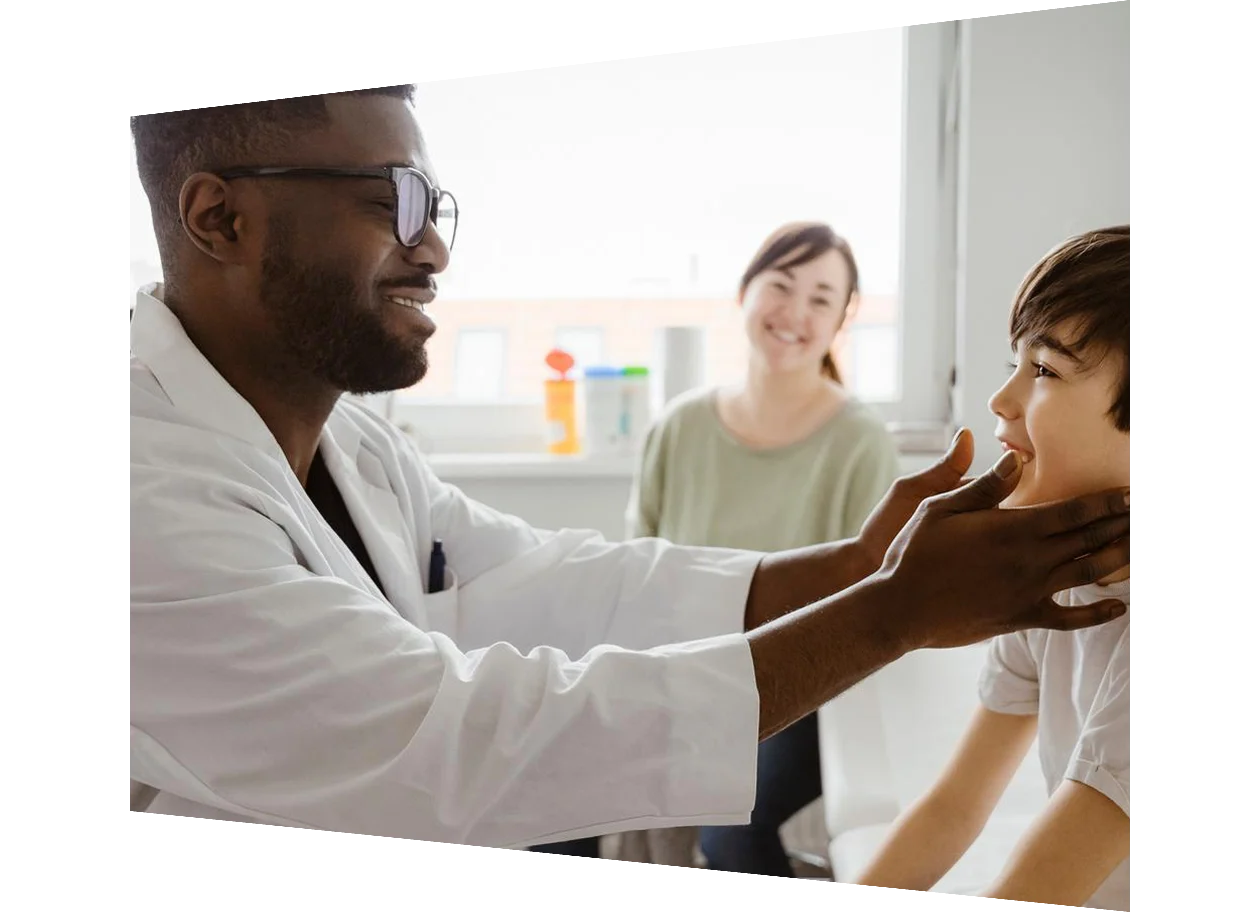Nurse bandages up a patient after taking blood.