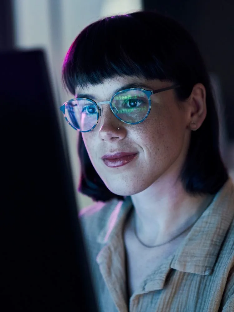 A woman working on a computer