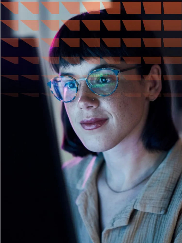 A woman working on a computer