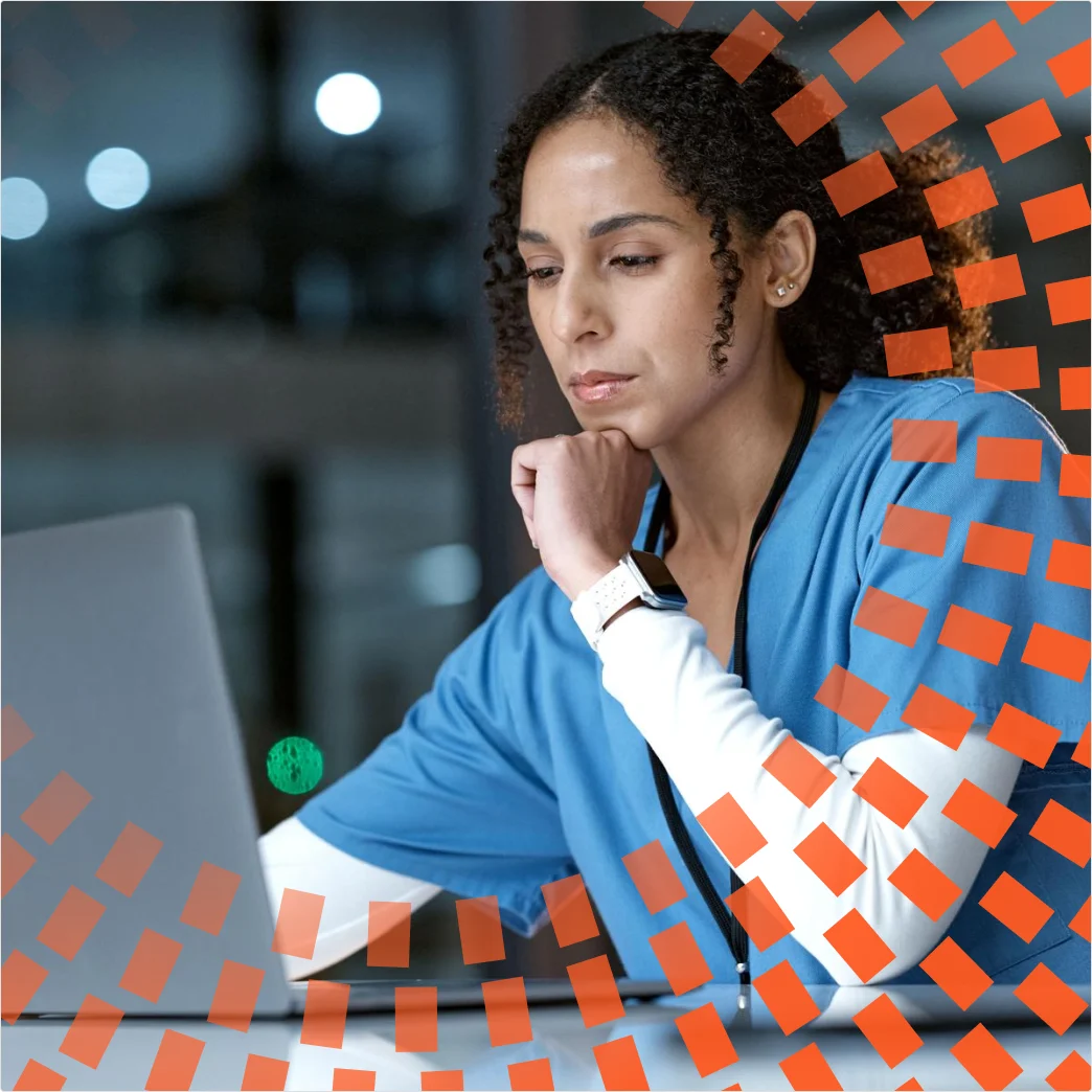 Female medical nurse working late at the hospital