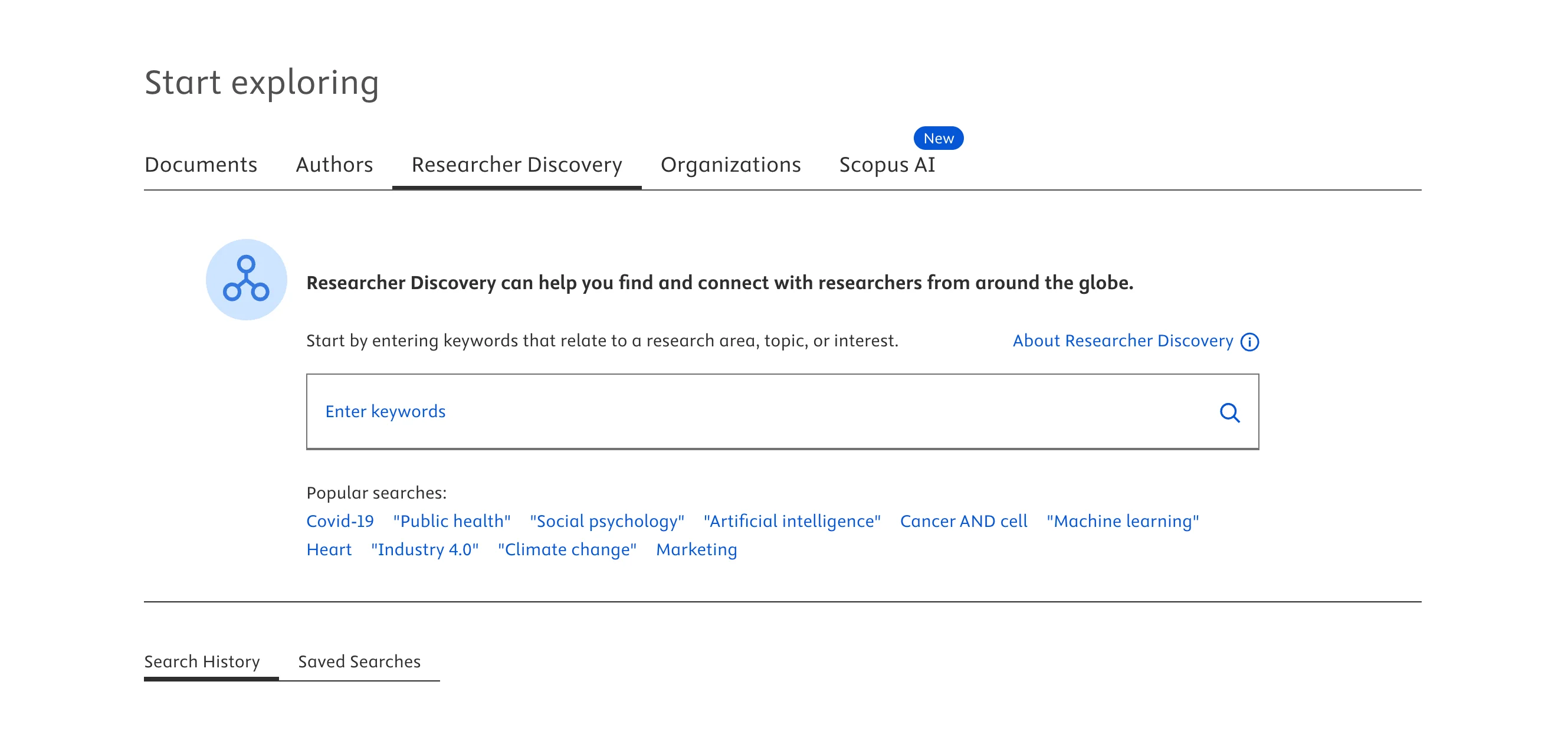 Scopus Researcher Discovery feature