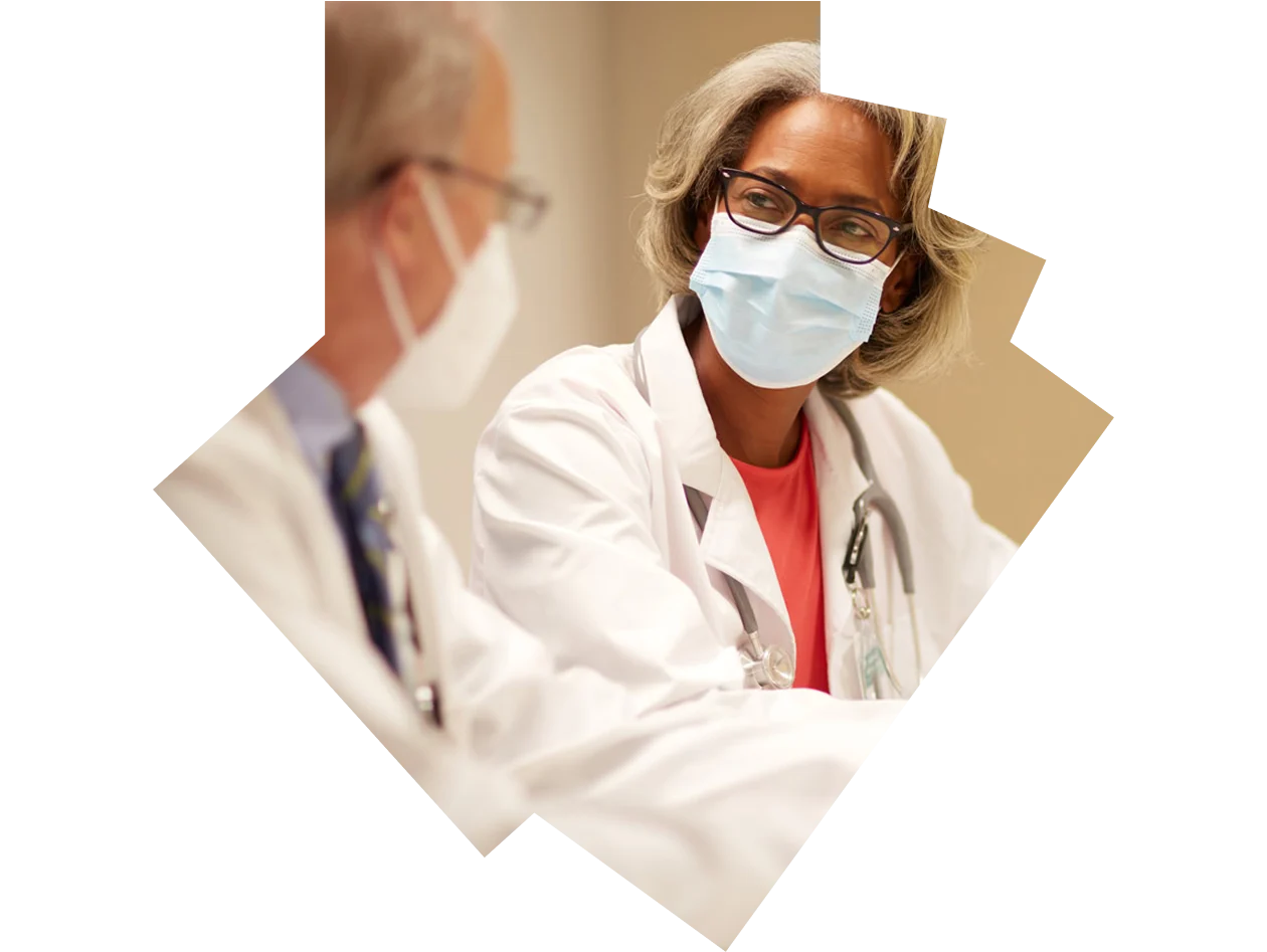 Two doctors wearing masks