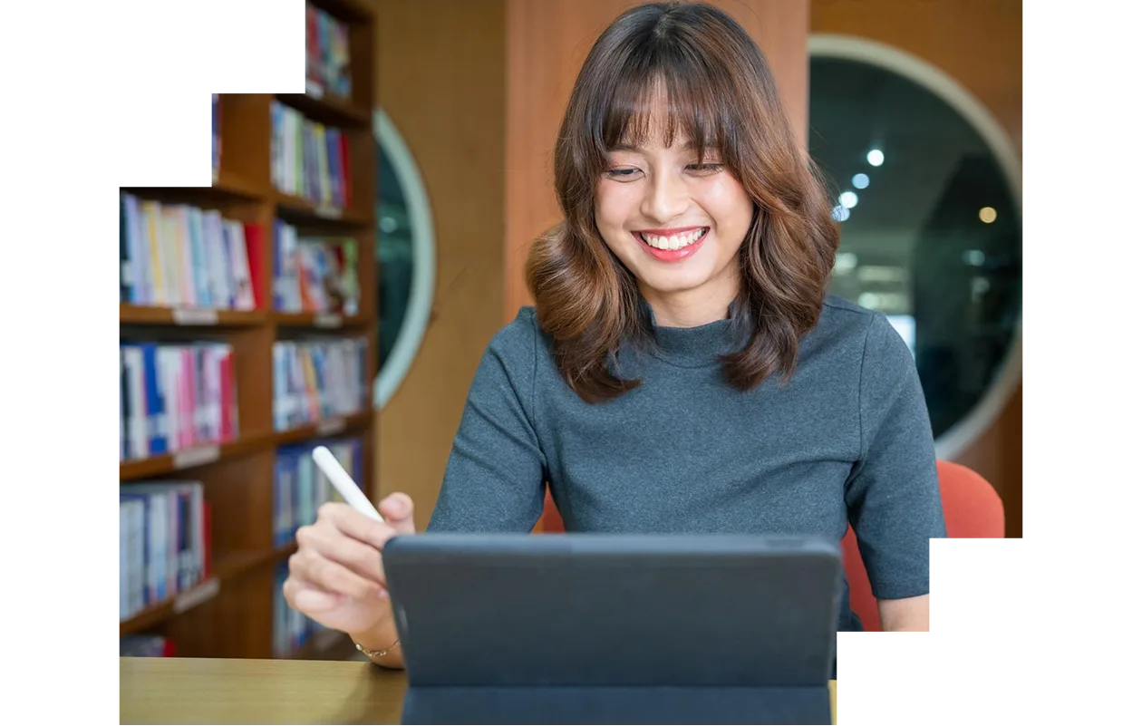 Woman working on her publication