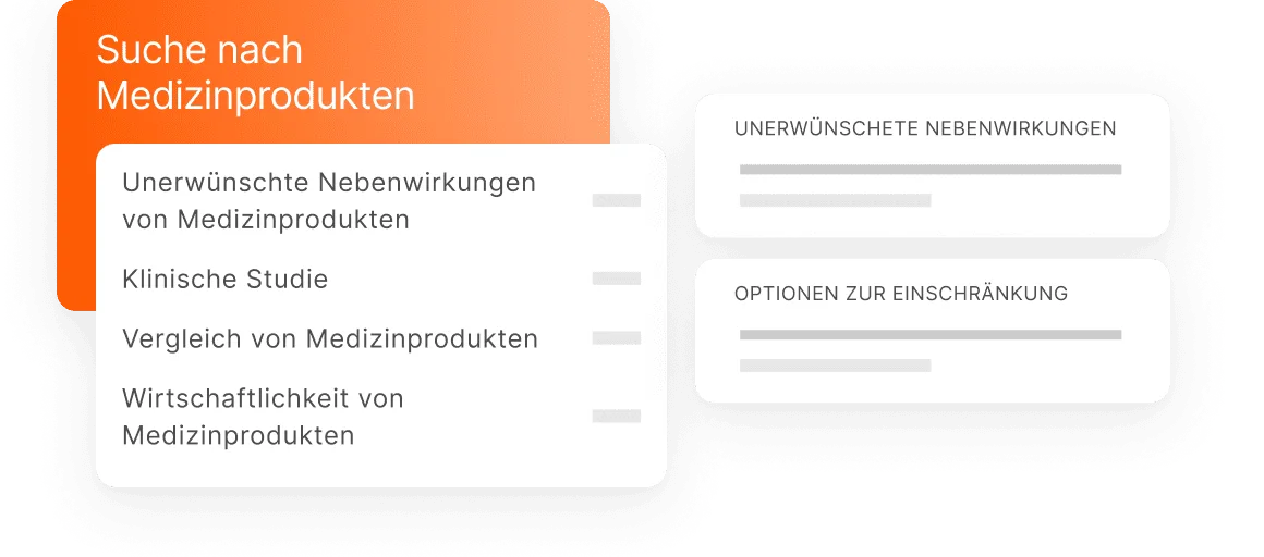 UI illustration showcasing Embase medical device search