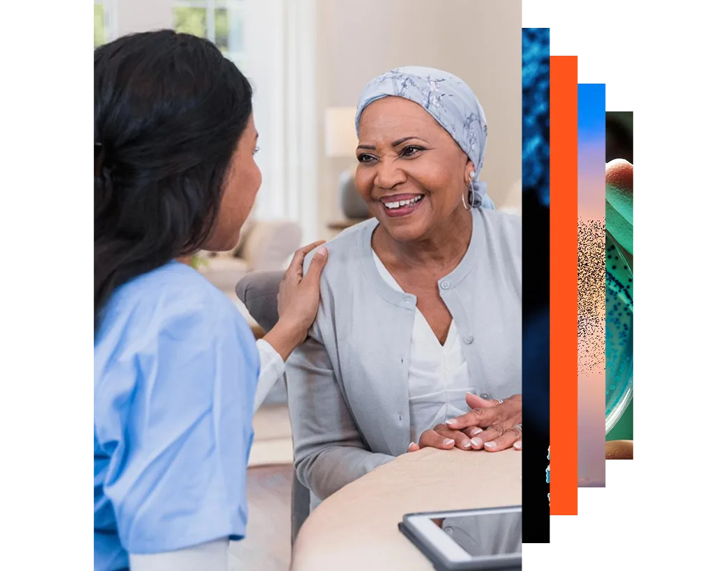 Nurse reassuring her patient with positive news