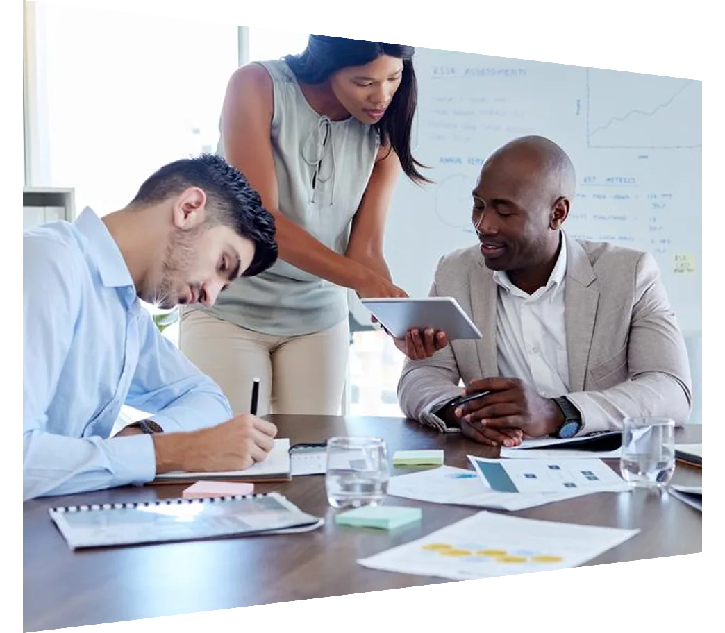 Business people discussing marketing and research strategy