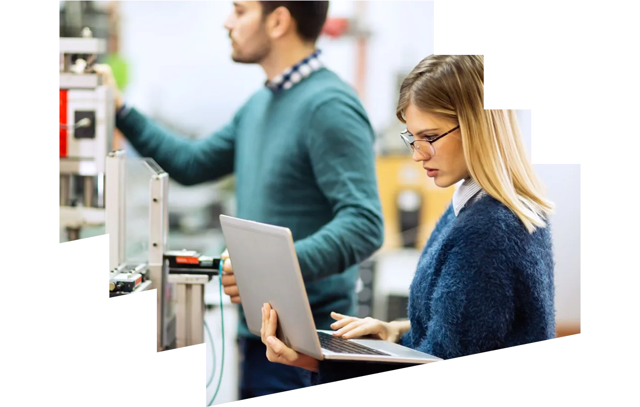 Engineer looking at her laptop