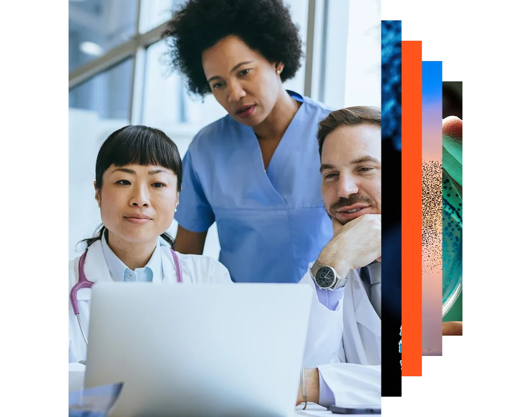 Team of doctors and nurses discussing patient care in a hospital meeting environment