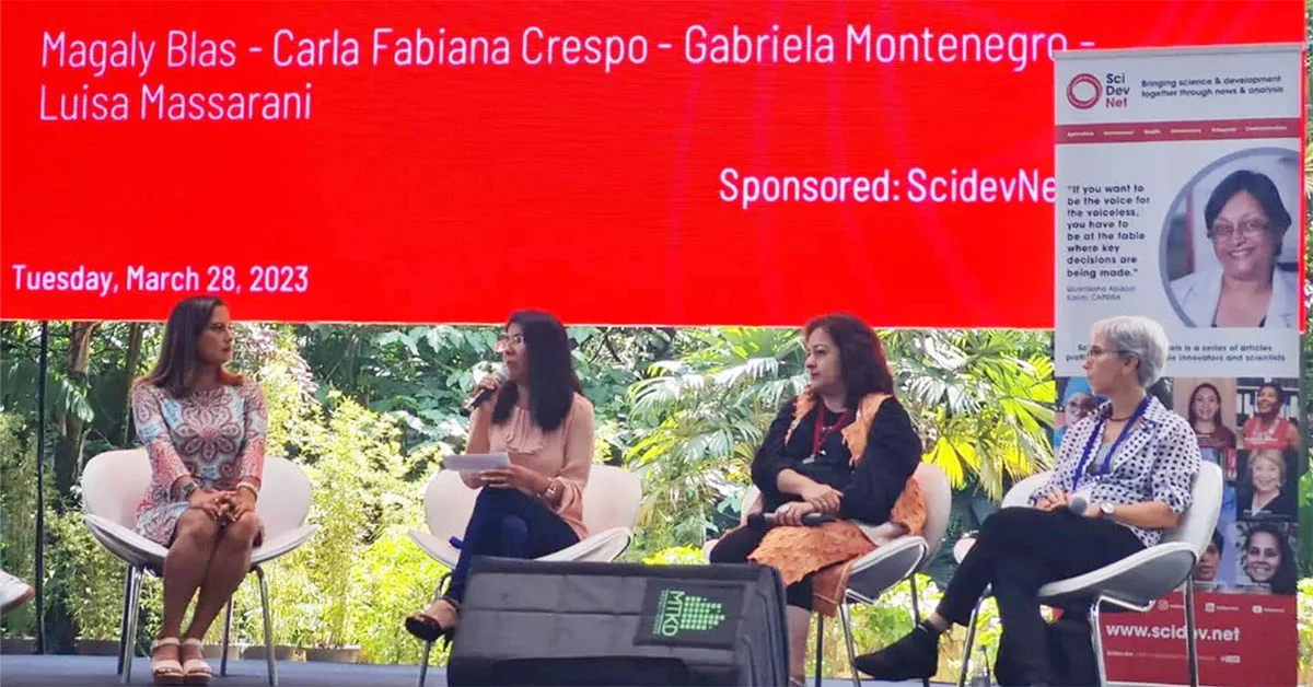 Panelists were Drs Magaly Blas, Carla Fabiana Crespo and Gabriela Montenegro — winners of the OWSD-Elsevier Foundation Award for Early-Career Women Scientists in the Developing World — and Luisa Massarani, Regional Coordinator for SciDev.Net. 