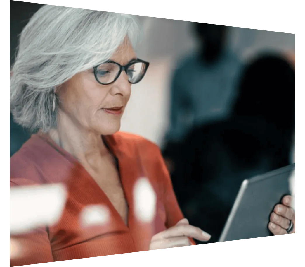 Woman browsing on her tablet device