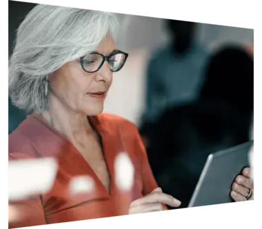 Woman browsing on her tablet device