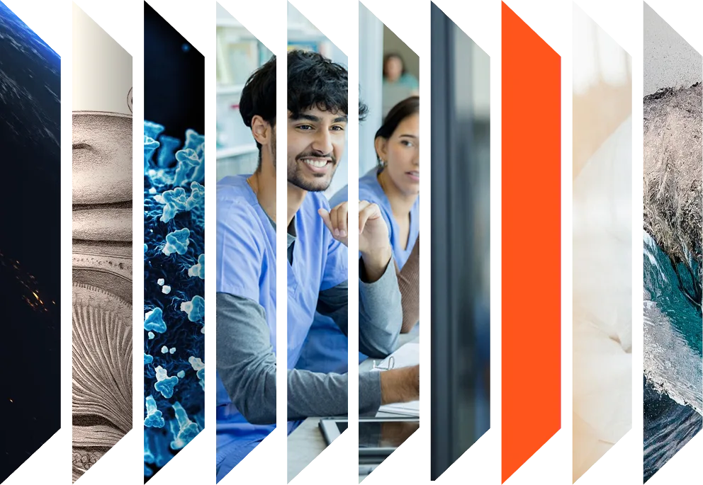 Colourful accordion of various health images