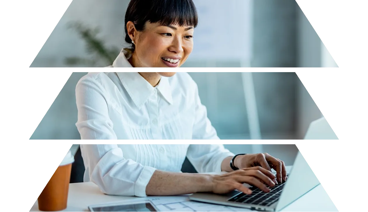 Woman following online course on laptop