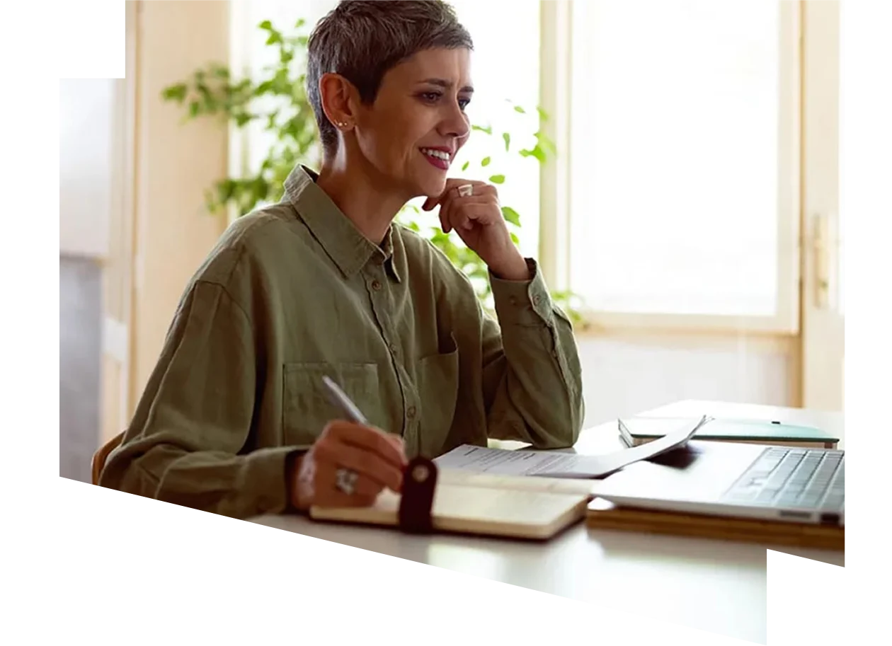 Female on call with headphones