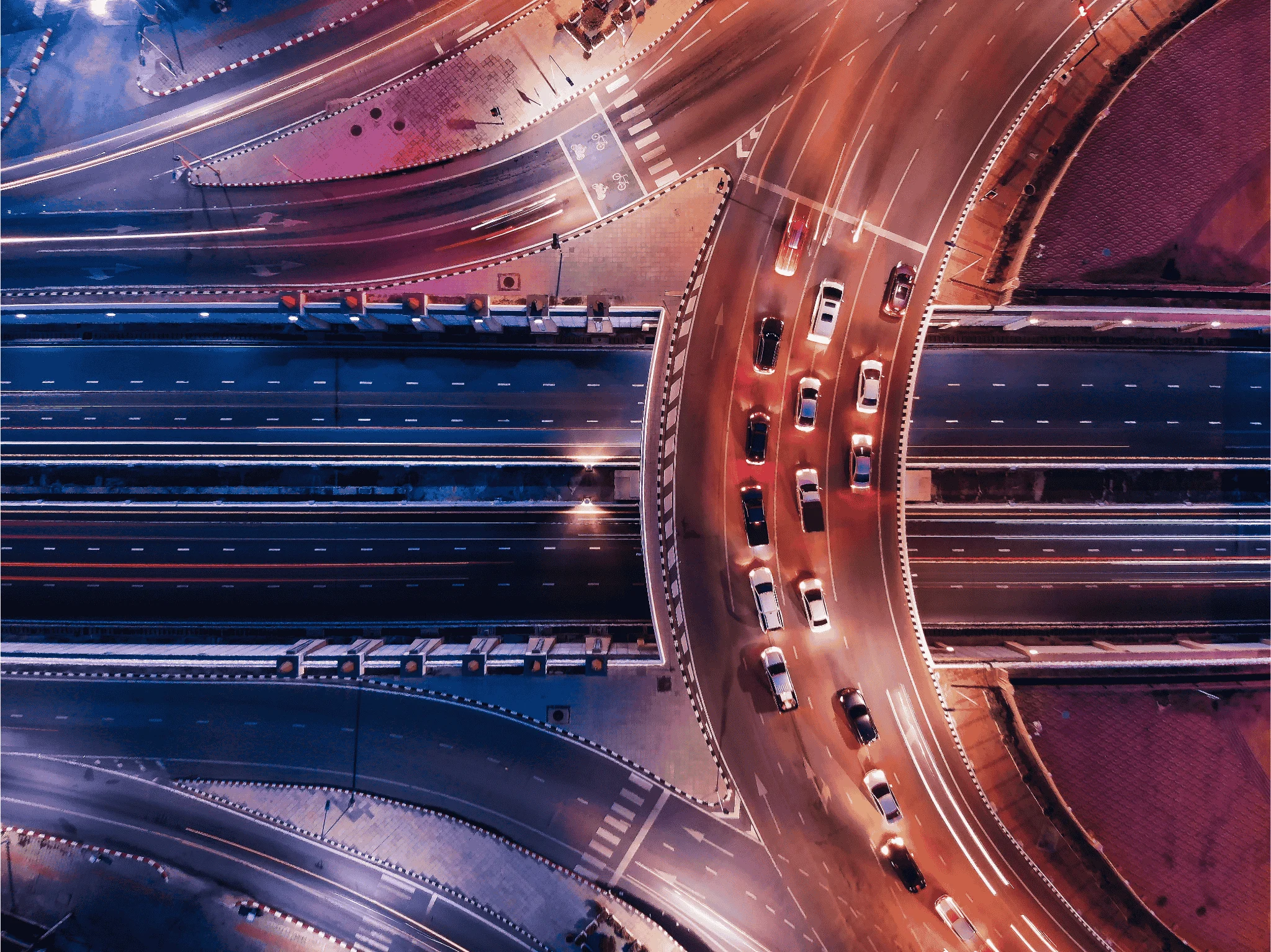 Circle roads and traffic at night