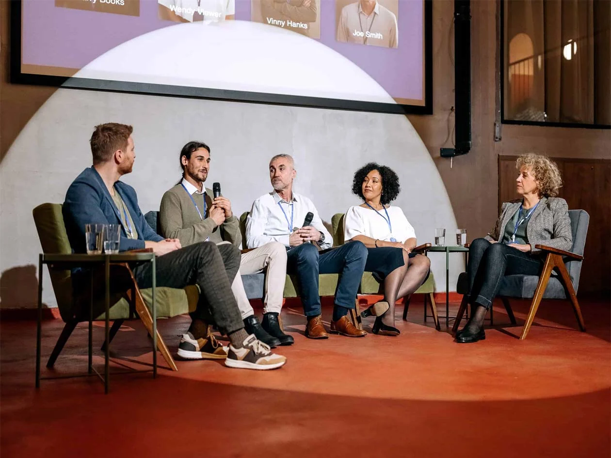 Group of diverse business people on panel discussion