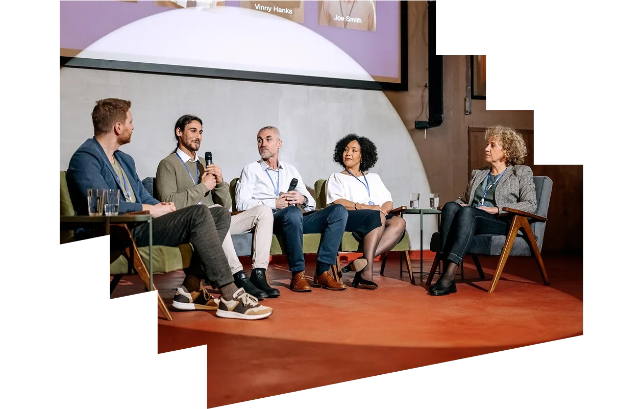 Group of diverse business people on panel discussion