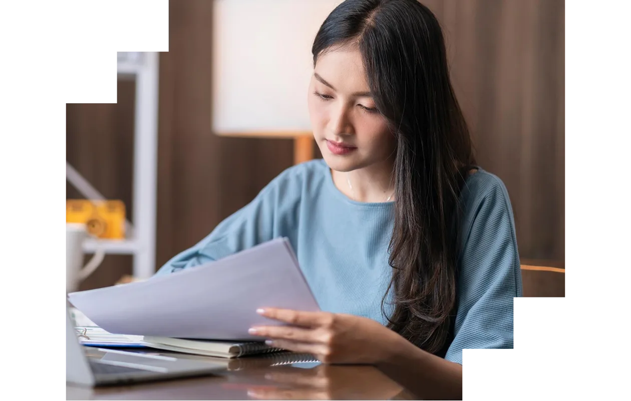 Man works on computer