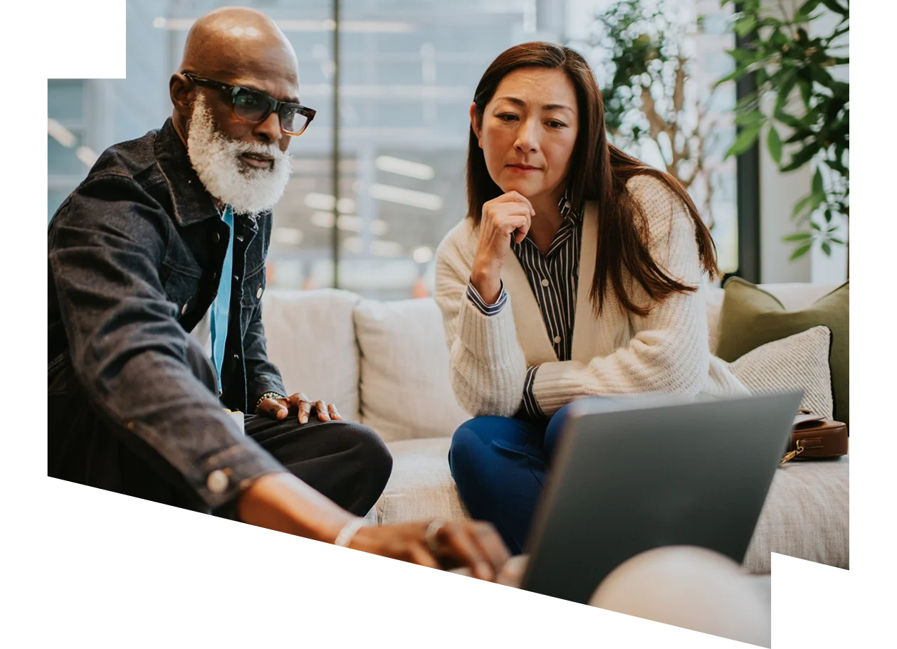 Man and woman sharing information