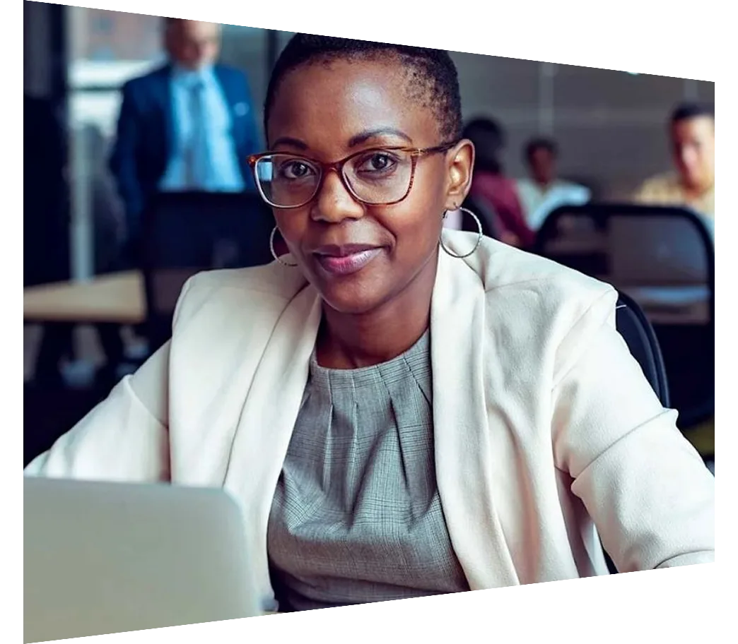 Businesswoman sitting in front of laptop