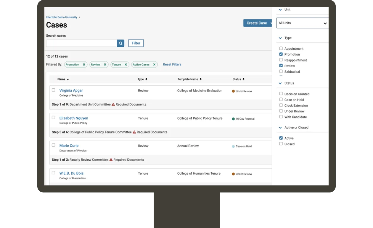 Screenshot showing review and promotion cases