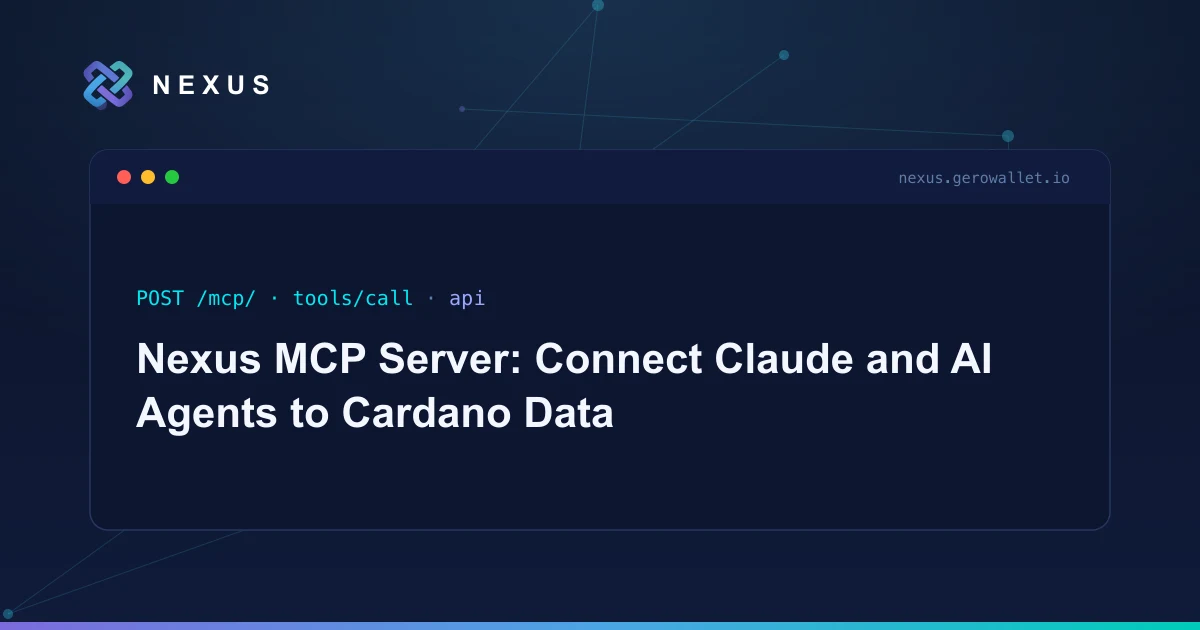 Give Claude, Cursor, and any MCP agent 25 native blockchain tools: Cardano data, market prices, Bitcoin, Midnight, and transaction building via one key.