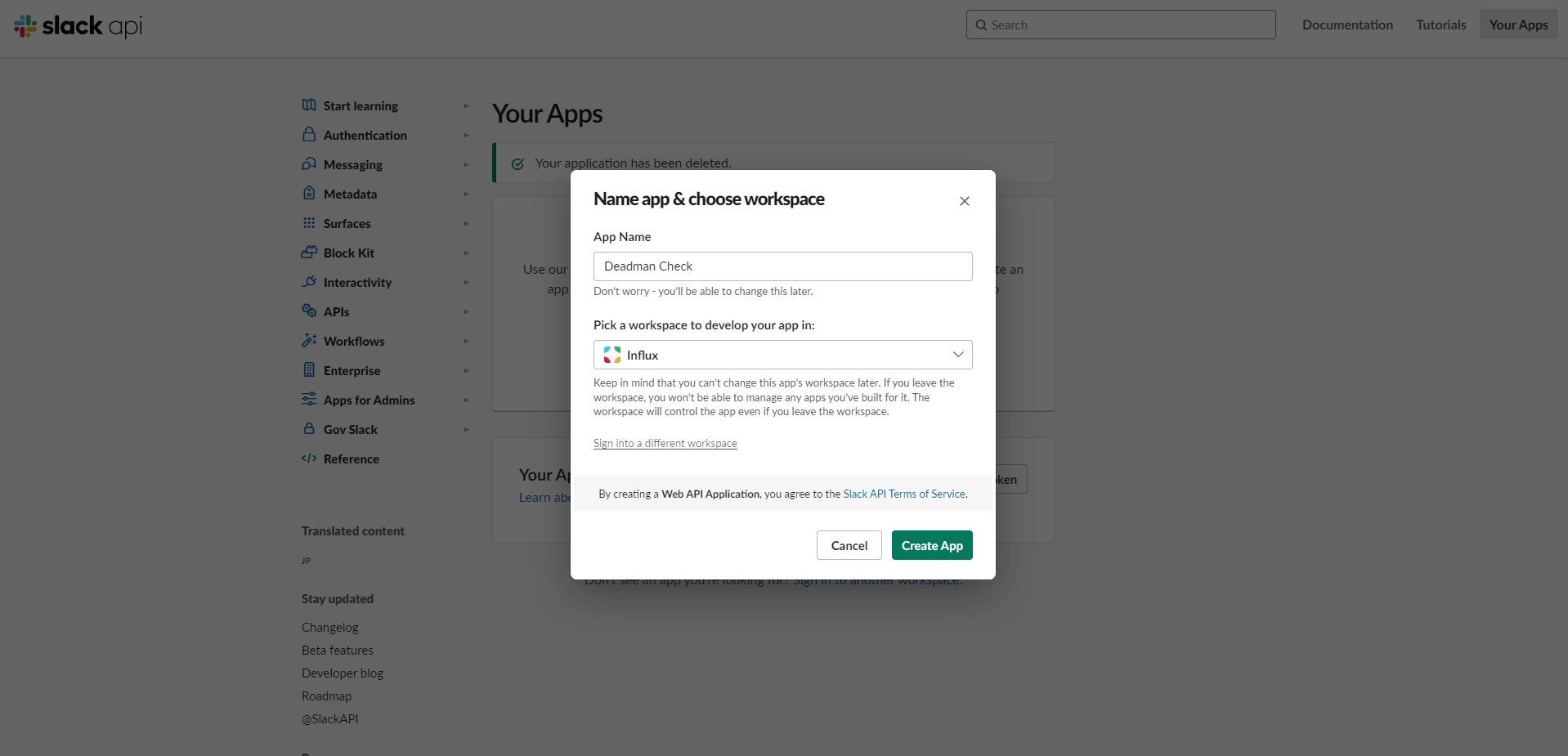 Configure a Slack App as an endpoint