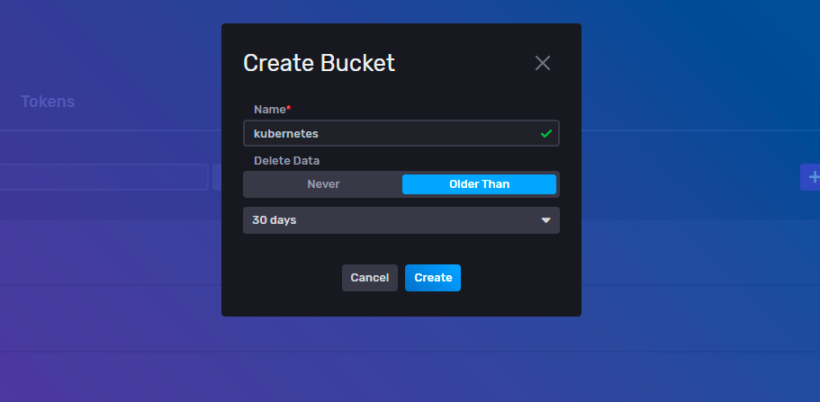 Name the bucket and click on Create