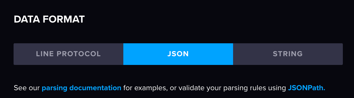 Toggling to the JSON parser