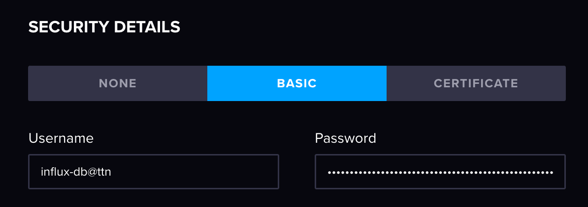 Toggle on Basic and enter your Username and Password