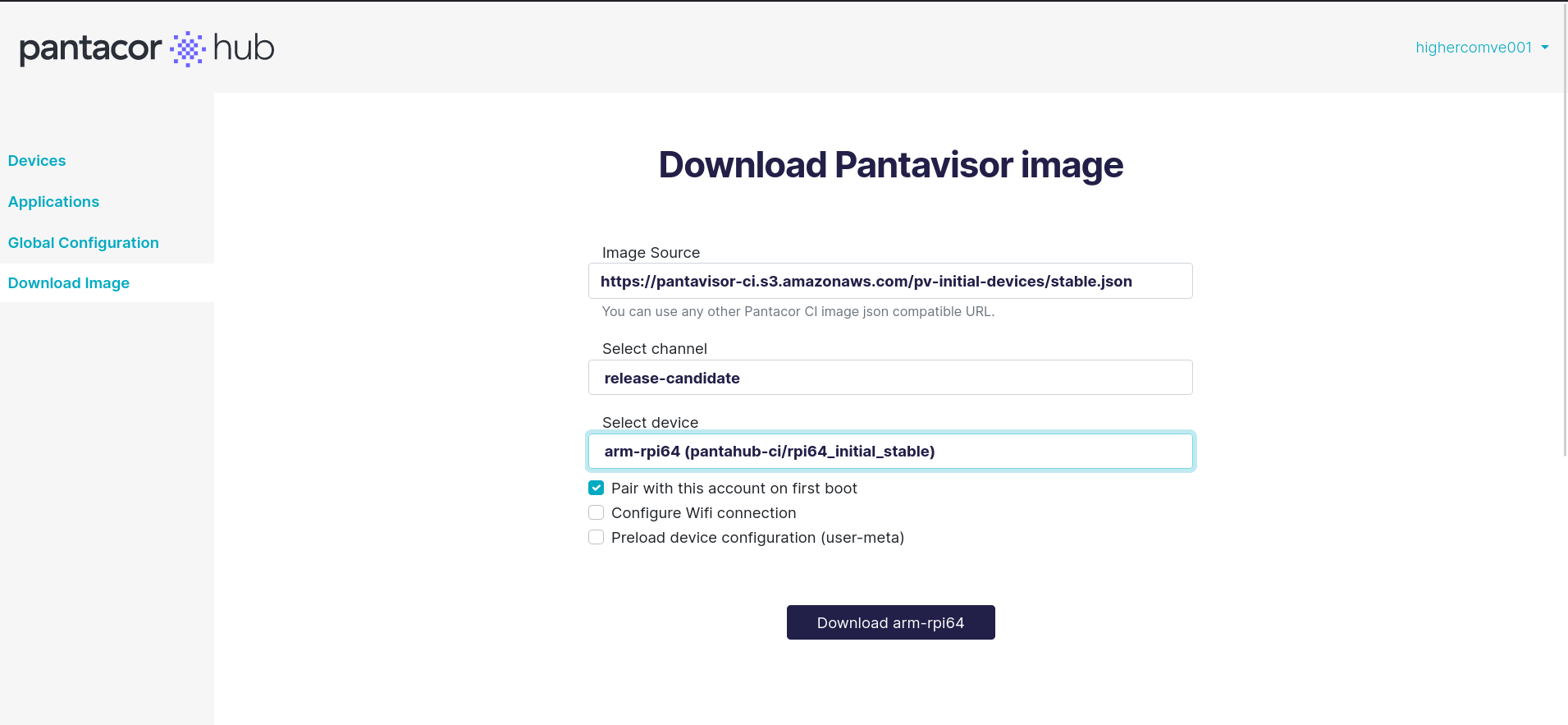 Download Pantavisor image