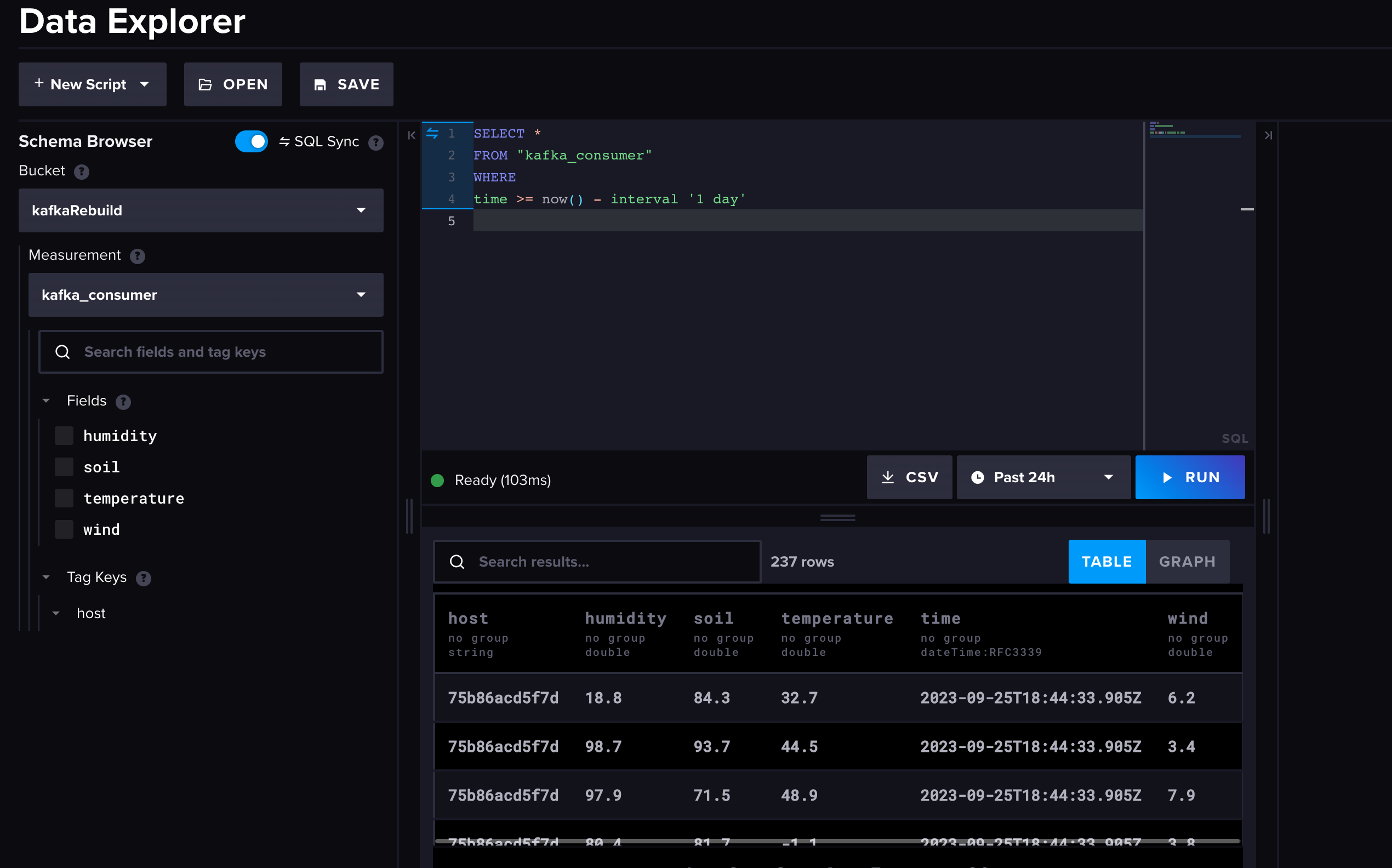 InfluxDB Cloud Serverless Data Explorer