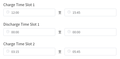 Screenshot of battery schedule, it is now configured to charge 1200-1545 and 0315-0545