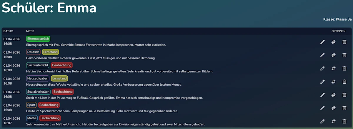 Schüler-Notizen-Übersicht in Schevi