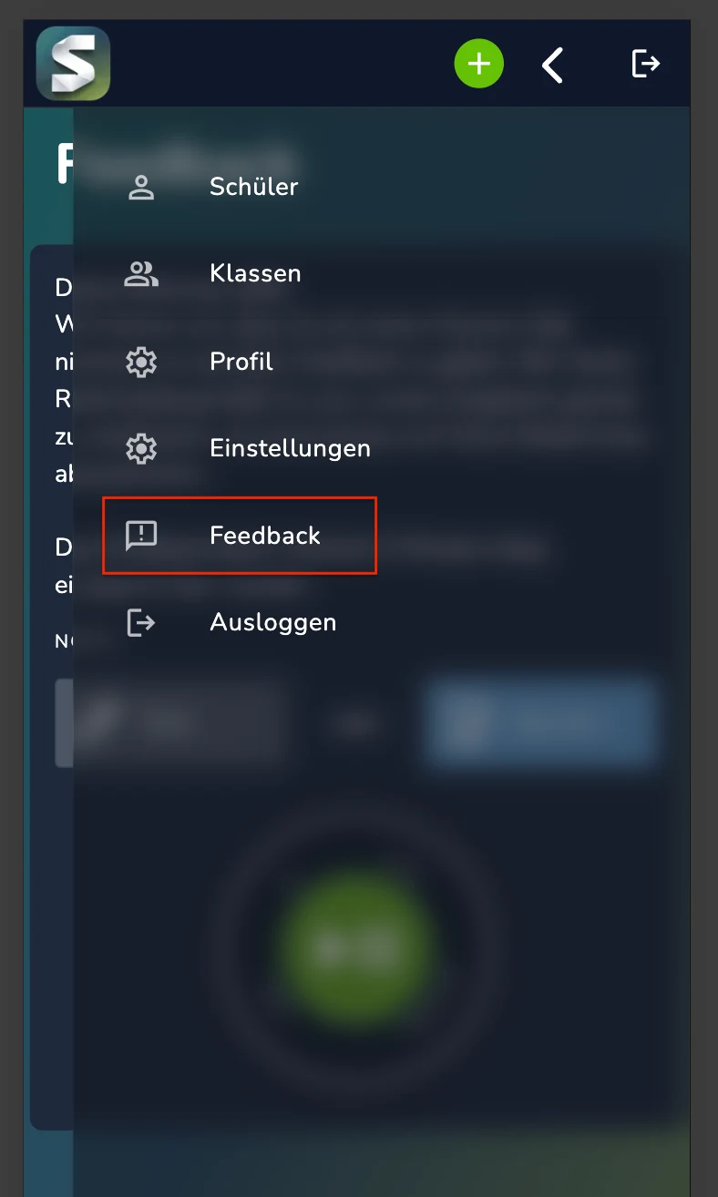 Feedback-Funktion im Schevi Navigationsmenü