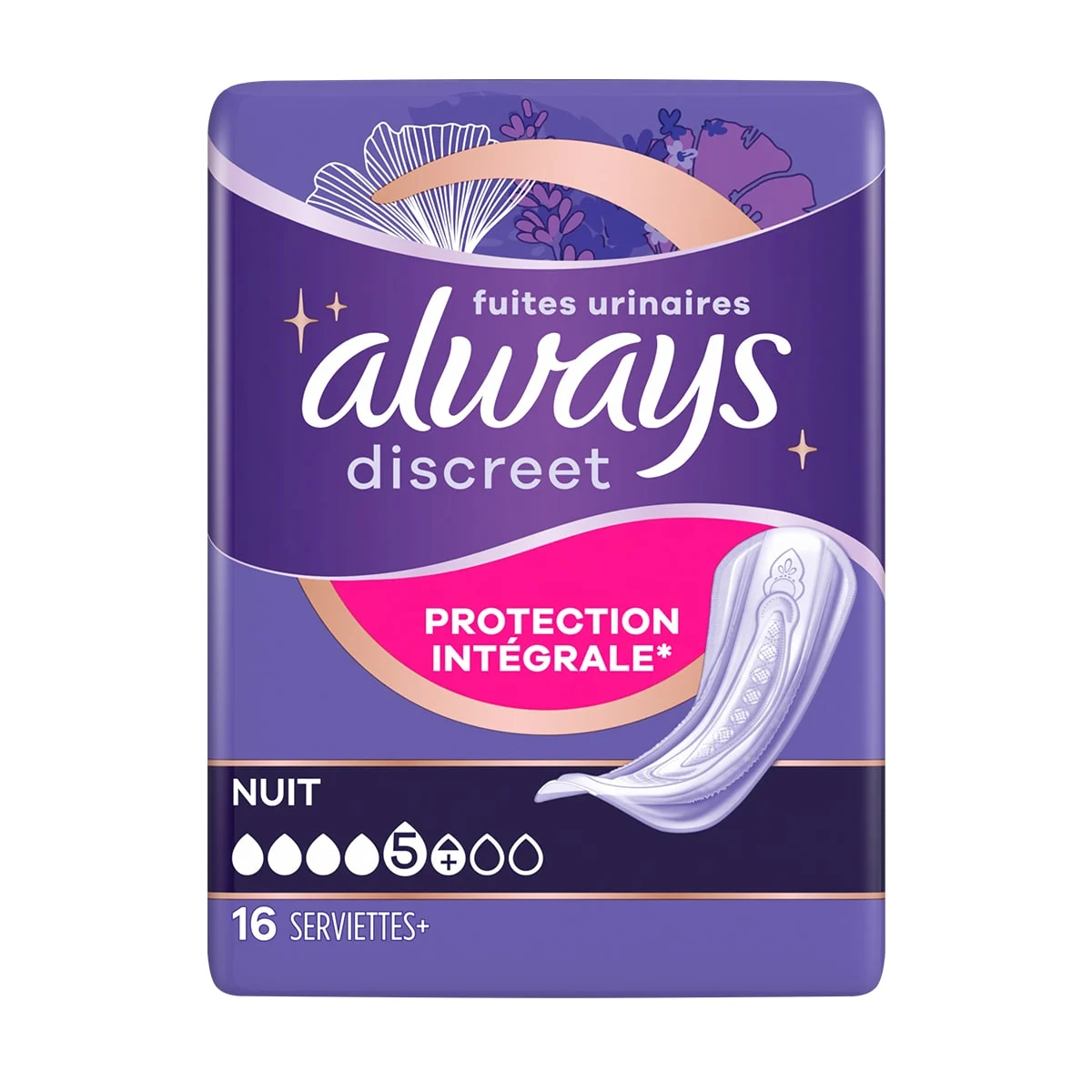 Always Discreet Serviettes Pour Fuites Urinaires Nuit