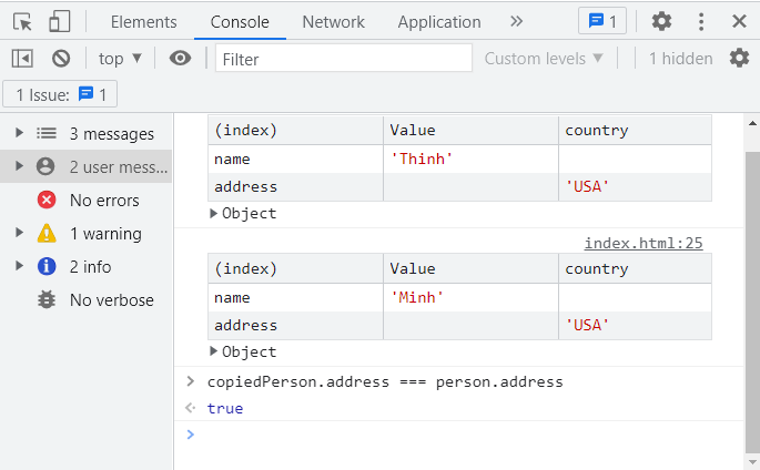 JavaScript Object.assign() shallow copy