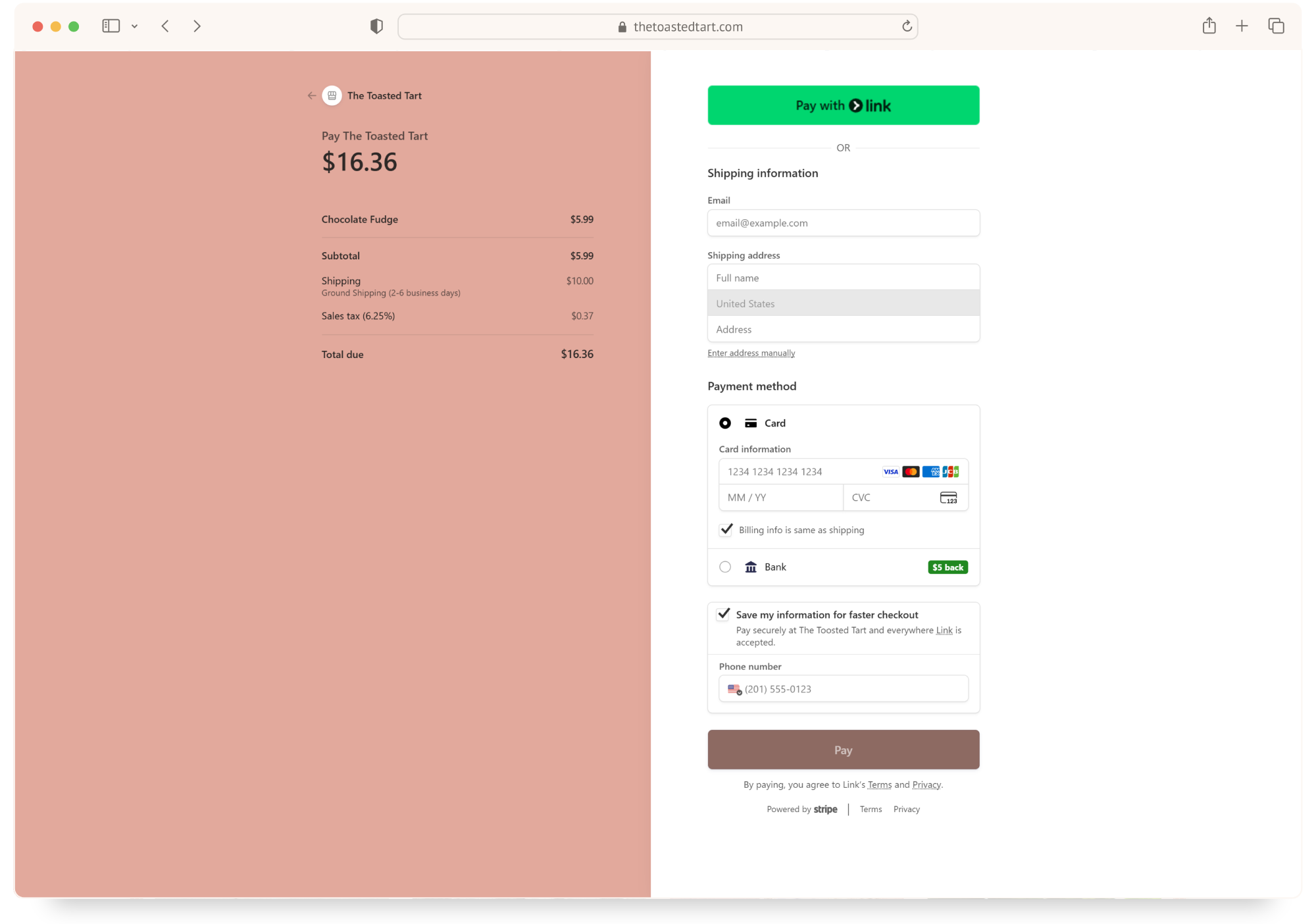 Toasted Tart Checkout