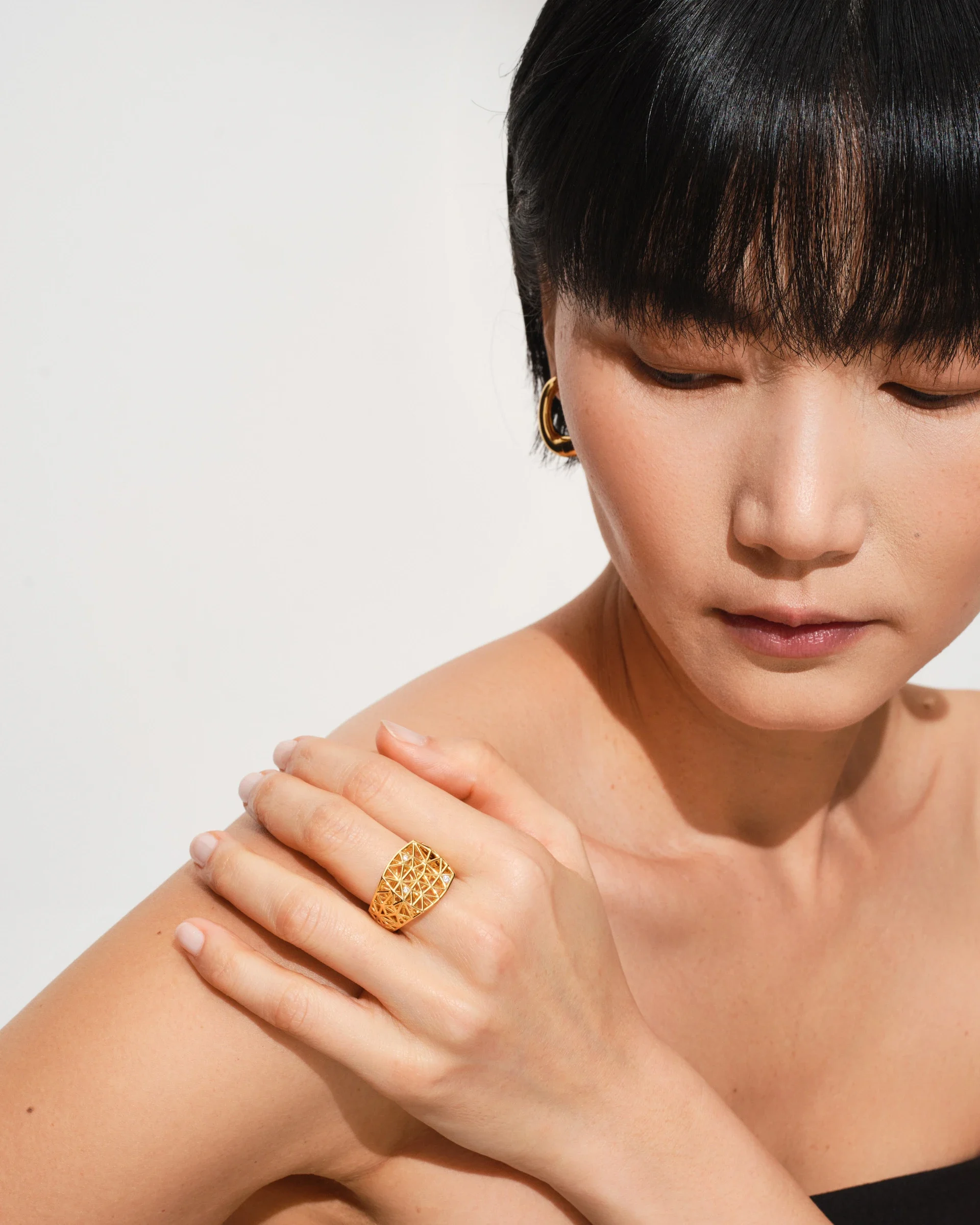 Landingpage - Gold rings - Image split - Mesh Ring Gold Diamonds