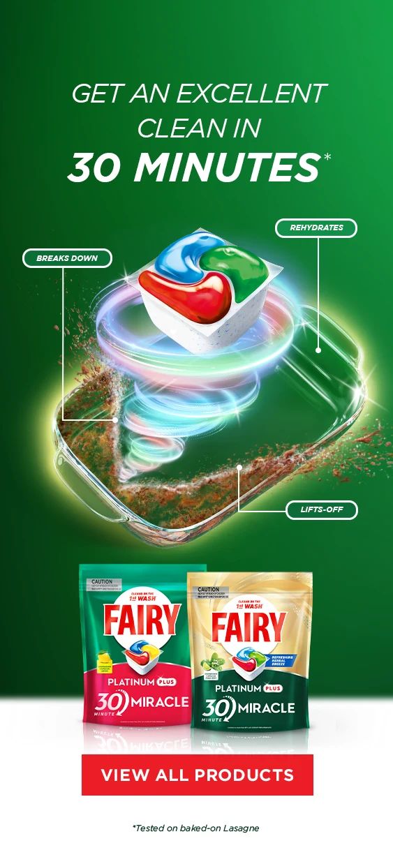 GET AN EXCELLENT CLEAN IN 30 MINS *Tested on baked-on Lasagne, Breaks Down, Rehydrates, Lifts-off