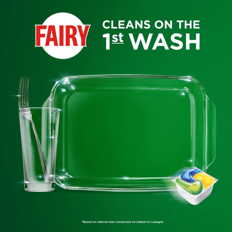 Fairy Platinum Dishwasher Capsules is packed with dual power of powder and gel for efficient cleaning