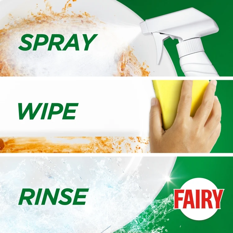 Fairy Antibacterial dish and multi-surface kitchen spray is easy to use - Just Spray, wipe & Rinse
