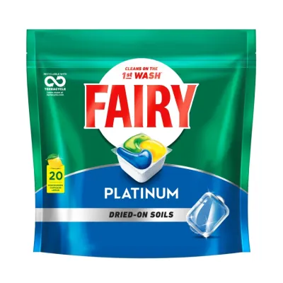 Fairy Platinum Dishwasher Capsules Lemon Scent (20 Pack)